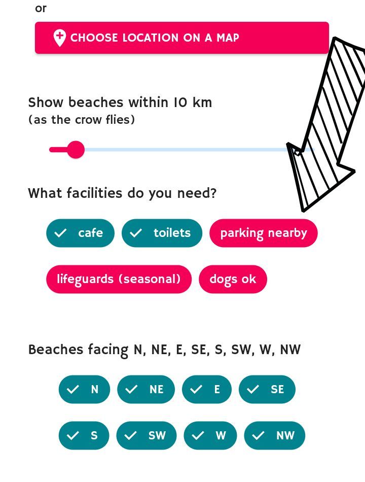 find beaches with parking
