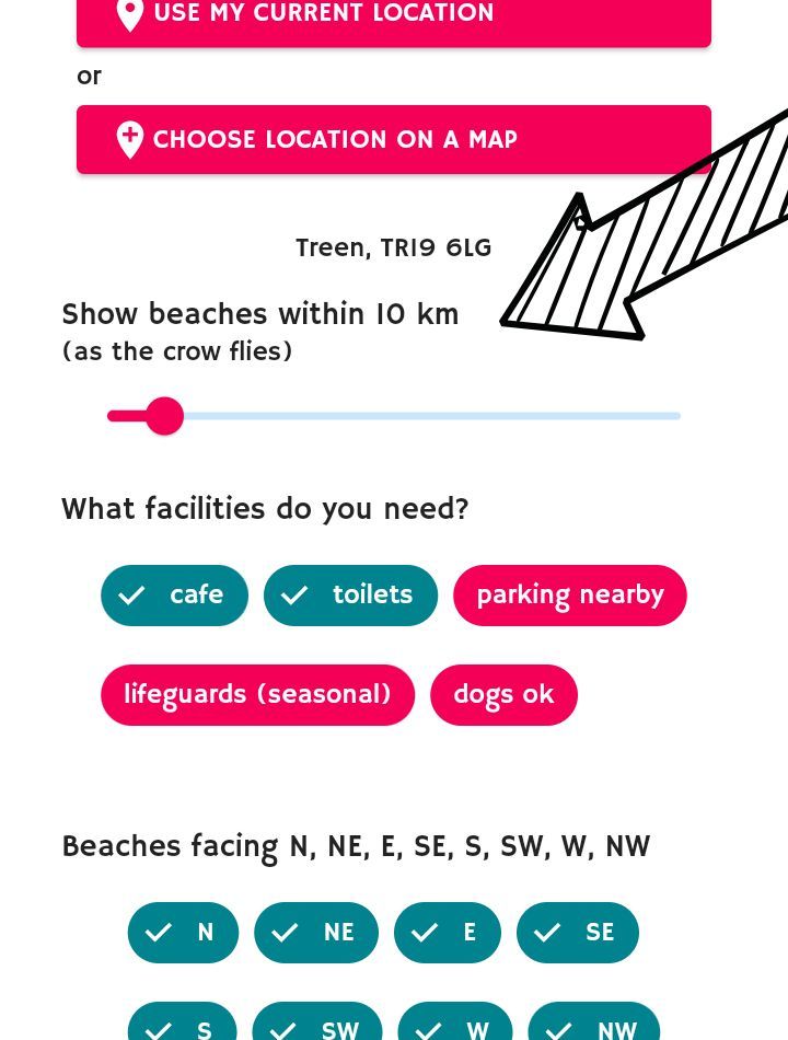 search by distance on the app